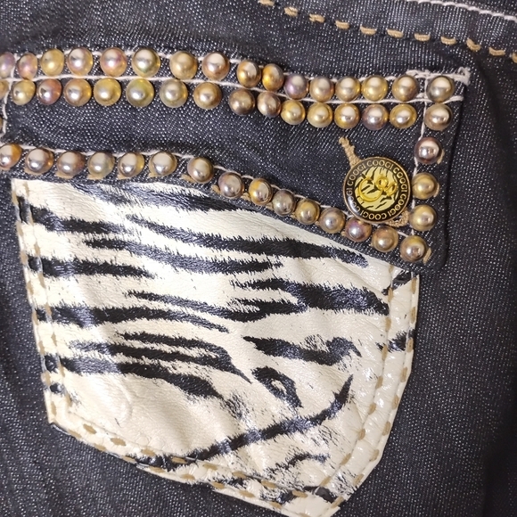 Vintage Coogi Jeans Women’s 11/12 (33) Dark Wash Animal Print Pocket Y2K 90s - Picture 12 of 16